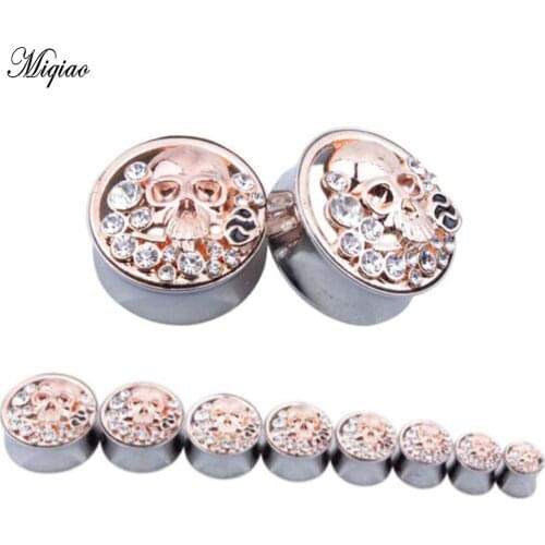 Miqiao 2pcs Fashion New Products Stainless Steel Skull Head Ears 10mm-25mm Exquisite Body Piercing Jewelry