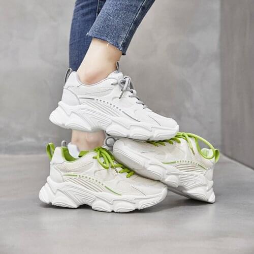 Ins Fashion Sports Footwear Womens Running Shoes 2021 Summer Newest Breathable Platform Sneakers Students Off White