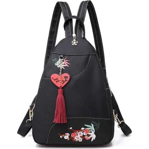 Fashion Chinese Style Women Oxford Backpack Luxury Designer Embroidery Double Zipper Shoulder Bags Multifunction Chest Bag