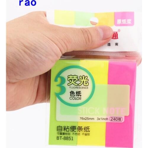 3 colors set 240 sheets Memo Pad Self Adhesive Sticky Notes Bookmark Point It Marker Memo Sticker Paper School office Supplies