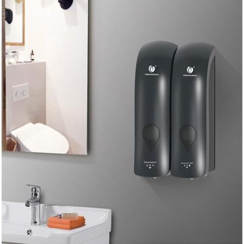 CHUANGDIAN 600ml Wall-Mounted Soap Dispenser Two Chamber Liquid Soap Dispenser Bathroom Hotel Home Double Head Soap Dispenser