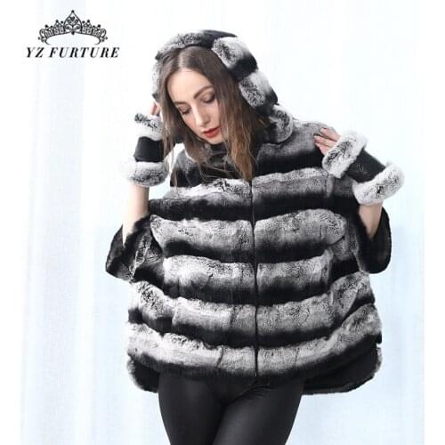 2021 New Winter Women Warm Rabbit Fur Free Size Ladies Jacket Hooded Girls Fashion Outerwear Rex Rabbit Fur Jackets Top Coat