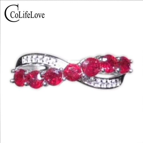 New fashion ruby ring for woman 7 pcs natural blood red ruby ring for party real 925 silver ruby jewelry gift for girlfriend