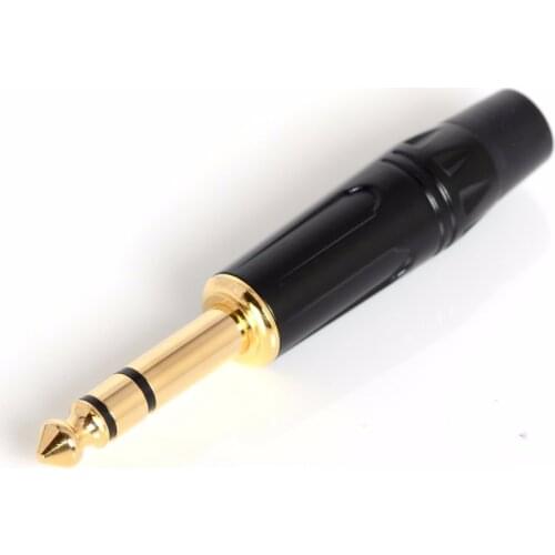 Wholesale 25pcs/lot male straight TRS 1/4" stereo 6.35mm plug with gold-plating