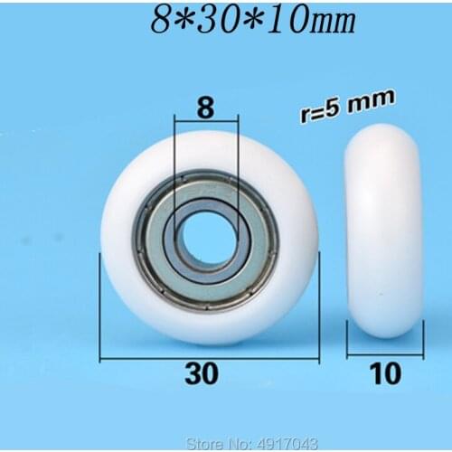 Plastic coated bearing wheel fitting European standard aluminum profile silent nylon plastic injection plastic pulley 8*30*10