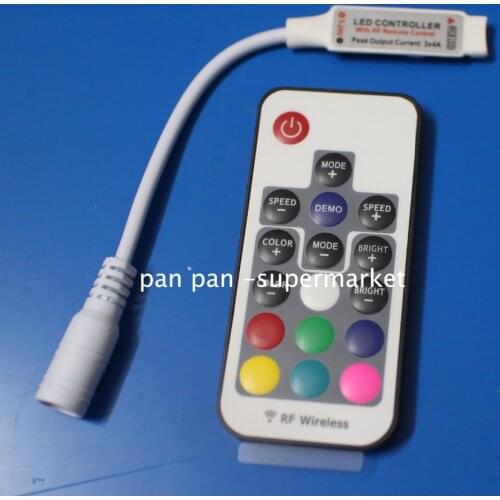 DC 5V-24V 12A 17key mini RF wireless led RGB remote Controller with 4pin female DC for RGB LED Strip Lights