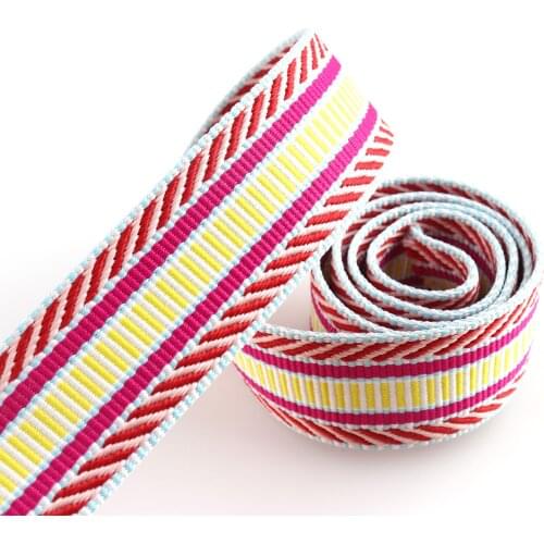 Rainbow Stripe Webbing 3.8cm Jacquard Webbing Belt Strap Webbing Shoulder Bag strap Making Perfect for Dog Collar Leash