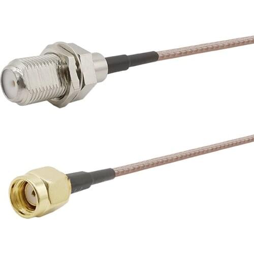 RP-SMA Male to F Type Female Bulkhead RG316D Double Shield Silver Wire Extension Cable RP SMA-F Adapter Pigtail Connector