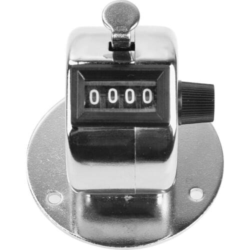 Handheld 4 Digital Tally Counter Mechanical Manual Palm Clicker Number Count Assorted Silver Color Tally Counter Number Count