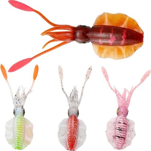 15cm Fishing Lure Octopus Squid 3D Eyes Luminous for Sea Artificial Bionics Soft Wobbler Swimming Bait