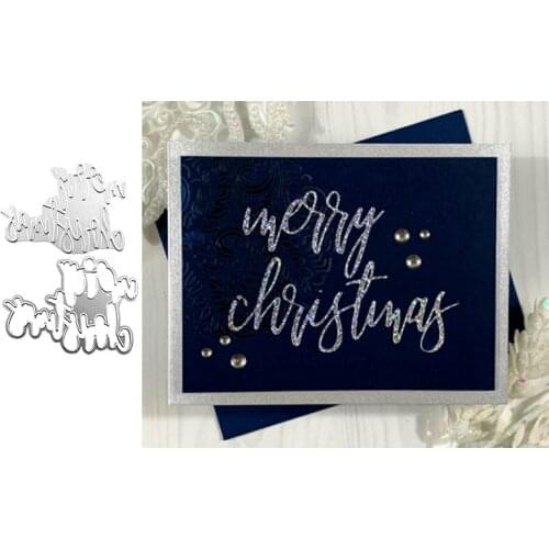 Merry christmas Word HOT FOIL PLATE Silver Metal Cutting Dies DIY Photo Embossing Die Cut Scrapbooking Stencil Hot Stamping Foil