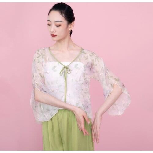 Fairy Classical Dance Tops Hanfu Women Floral Chinese Style Clothing Folk Dancewear Summer Festival Clothes Stage Costume JL3382