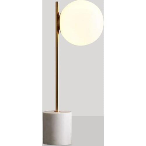 Northern Europe Glass Sphere Desk Lamp Originality Post Modern Marble Base Bedroom Bedside Hotel Guest Room Arts Desk Lamp