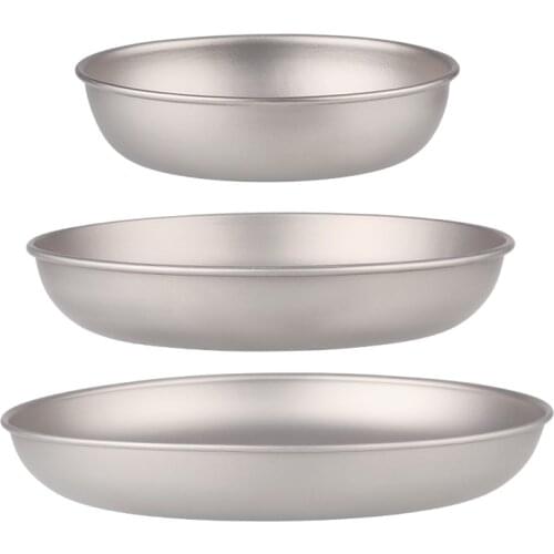 Titanium Trek Plate Titanium Pan Dish Plate 3 pcs with Carry Mesh Bag Ultralight for Outdoor Camping Picnic