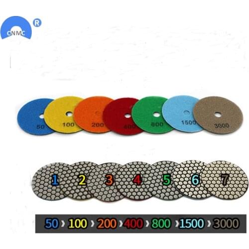 7pcs/set Angle Grinder Diamond Flexible Dry Polishing Pad for Stone Granite Concrete Marble+1 Backer Pad