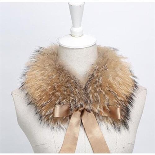 Real Raccoon Fur Collar Womens 100% Natural Fur Gray Collar Real Fur Shawl Raccoon collar Fur Scarves L#99