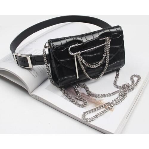 2021 Women Waist Packs Detachable PU Leather Waist Belt With Phone Bag European Female Street Coin Purse Chain Messenger Bag New