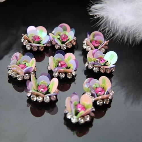 10Pcs/Lot High-end lace patch clothing headdress shoes manual nail bead flower applique sequins bead piece decoration