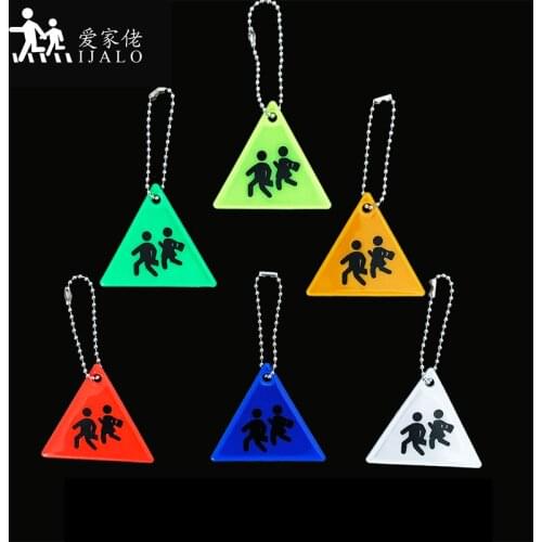 Reflective triangle hanging sidewalk pattern bag pendant key ring walk after school cycling safety warning holiday gift