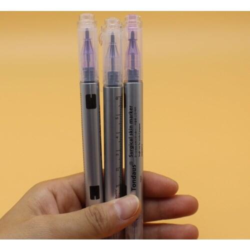100Pcs/lot Waterproof Double-Headed Surgical Skin Marker Medical Pen With Ruler Permanent makeup Eyebrow Design Tools