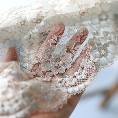 17.5cm wide 2meters/lot Skin color car bone eyelash polyester trim flower embroidery lace trim accessory X803