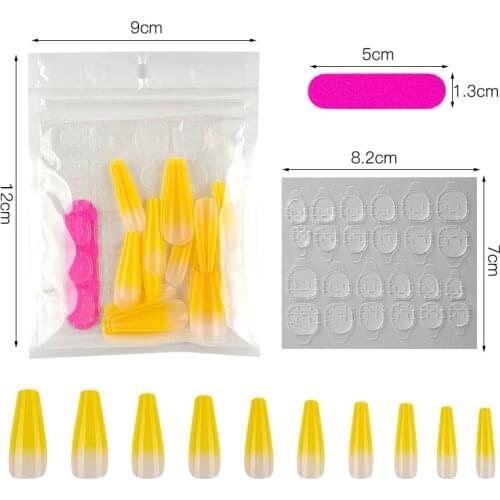 24Pcs/Set 2021 Newest Colored False Nails Wearable Head Gradient Style Fake Nails Full Cover Press on Nail Tip Manicure Tool