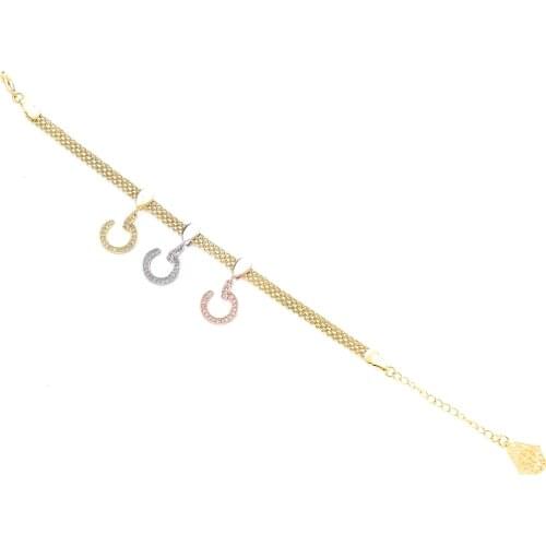 2021June Moroccan new design Tricolor circle bracelet women wedding charm gold bracelet