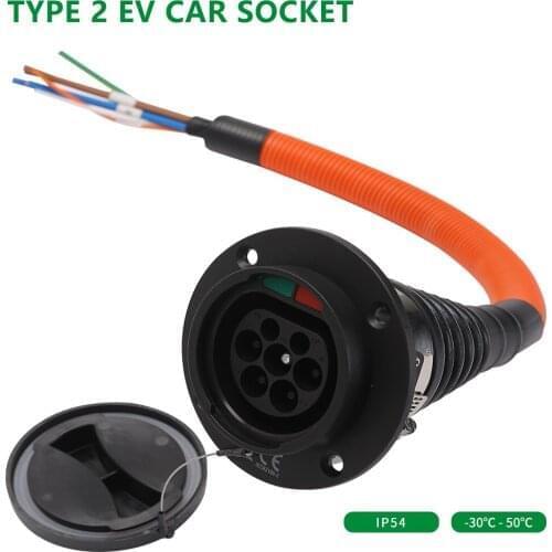 32A Electrical Car IEC62196-2 EV Charger Socket Type 2 Charging Inlet with 50cm Cord