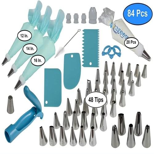 84 Pcs Pastry Cake Decorating Tools Cream Bag Confectionery Dessert Nozzles Converter Cupcake Stainless Icing Baking Tips