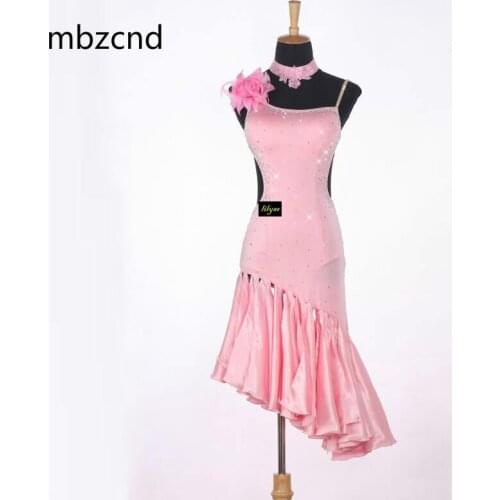 Shiny Rhinestones Latin Dance Dress Female Costumes Custom Rumba Cha Cha Practice Clothes Womens Dresses Latin Dance Skirts