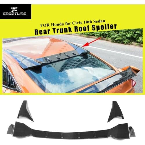 PP Carbon Fiber Look Rear Trunk Roof Spoiler Wing case for Honda for Civic 10th Sedan 4 Door 2017 2018 3PCS/Set
