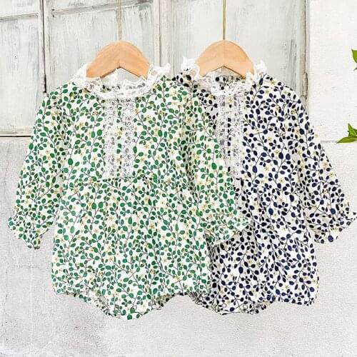 Infant Baby Girls Flower Cotton Long Sleeve Jumpsuit One piece Outfit Spring Autumn Toddler Baby Girl Bodysuits Baby Clothes