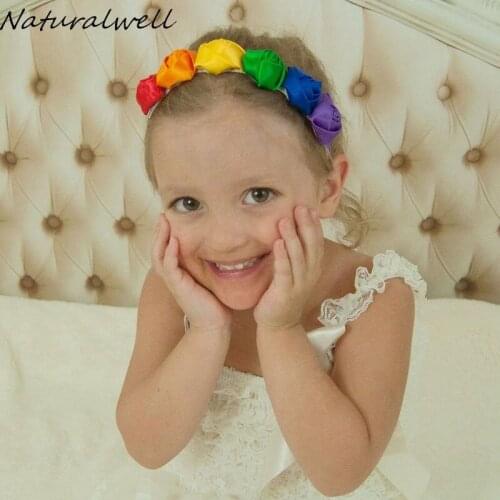 Naturalwell Baby Original Rainbow Crown Rainbow Headband Colorful Headbands girls Hairband Toddler Child Photography Prop HB547