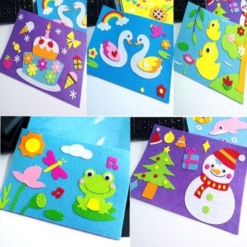 DIY Sticker Toys Decoration Stickers Educational Creative Non-woven Felt Collage Cute Children DIY Cartoon Toys Wholesale