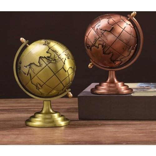 World Globe Globe Decor Vintage Style Smooth Texture Widely Applied Brass Sphere Globe Iron Display for Study Room