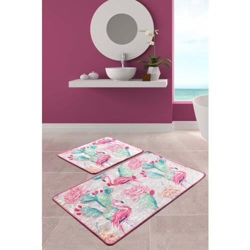 Flamenco Bathroom Area Rugs Bath Mat Set 2 pcs/set Flannel Anti Slip Shower Carpets Home Toilet Lid Cover Shower Room Rug