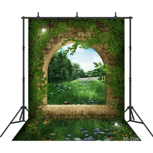 Forest Stone Window Fairy Tales Photography Backdrops Vinyl Cloth Backgrounds for Photo Studio Children Baby Shower Photophone
