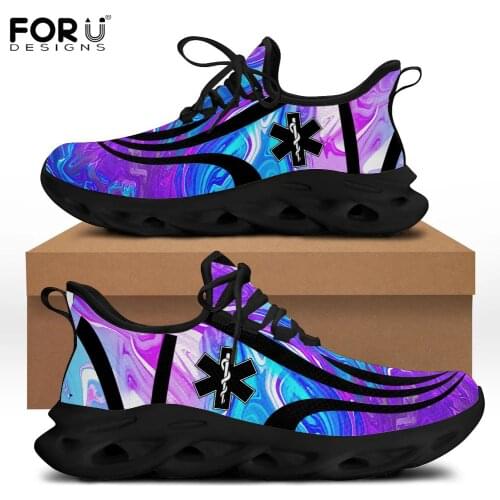 FORUDESIGNS Paramedic EMT EMS Pattern Summer Flats Casual Walking Sneakers Mesh Breathable Fashion Comfortable Shoes for Mujer