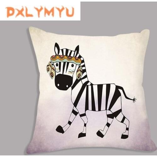 Square Pillowcase Throw Pillow Case Soft Cushion Cover Indian Style Animals Cushion Giraffe Zebra Print Decorative Cushion