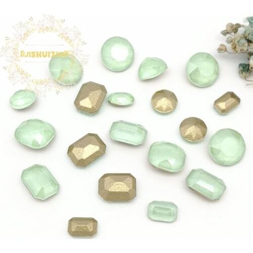 Best selling!Mixing Mocha green shape and sizes Glass Crystal rhinestones DIY Clothing accessories and nails Free shipping