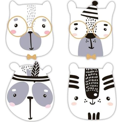 Cute Wall Sticker Boho Tribal Childrens Room Cartoon Fox Cat Wall Prints For Kids Baby Room Decoration