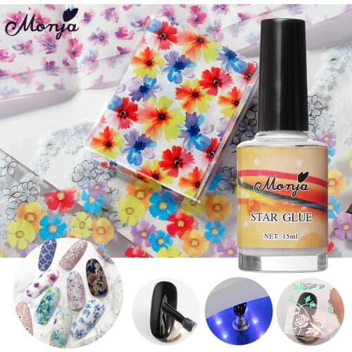 Monja 15ml Nail Art Foil Adhesive Soak Off Varnish Gel Sparkly Sky Transfer Sticker Decals Nail Art Star Glue DIY Manicure Tool