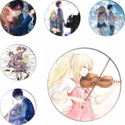 Cartoon Your Lie in April Backpack Badges Arima Kousei Brooch Miyazono Kaori Cosplay Pins Collection Toys for Bags Clothes