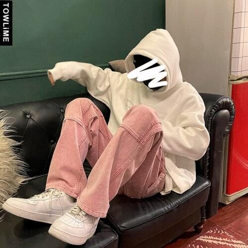 2021 Mens Baggy Homme Casual Pants Classic Style Cargo Jeans Couple Loose Straight Pants Korean Streetwear Denim Trousers