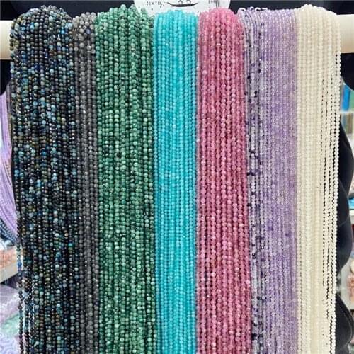 New Tiny 3mm Micro Faceted Natural Stone Quartz Crystal Loose Beads Amethysts Agates for Jewelry Making DIY Bracelet Necklace