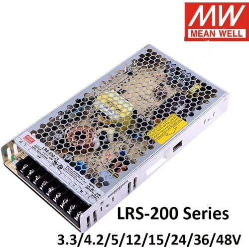 Original Mean well LRS-200 12V 24V Single Output Switching Power Supply 3.3V 4.2V 5V 12V 15V 24V 36V 48V 200W LRS-200-24