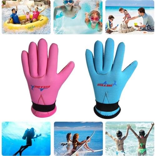 Outdoor 3mm Boys and Girls Diving Gloves Blue Pink Neoprene Material Warm Non-slip Swimming Spear Fishing Protective Gloves