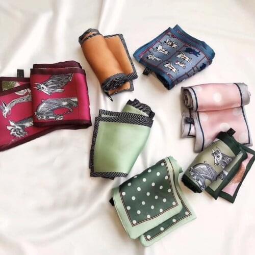 Luxury Brand 2019 Korea New Bag Scarf Animal Giraffe Print Women Silk Small Bag Ribbon Female Hair Ribbon Handbag Scarves