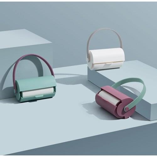 Manual Home Roller Sticking Device with Lanyard and Replaceable Stikers Dust Removal Sticky Hair Roller Remove Clothing Pet Hair