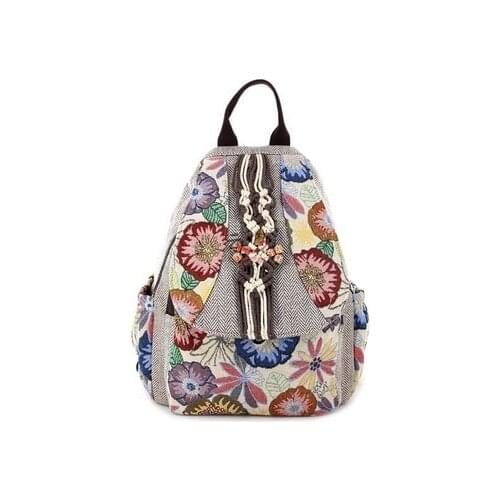 Nice national string appliques shopping zipper&hasp backpacks!New Bohemian floral embroidery casual backrack Top women backruck